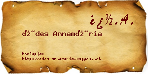 Édes Annamária névjegykártya
